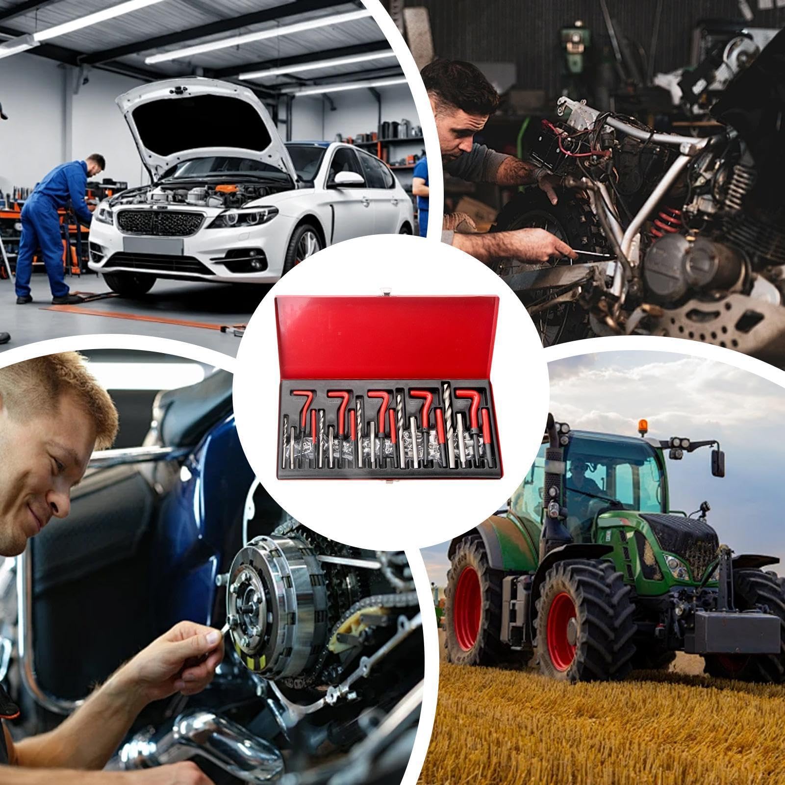 Naprawa Gwintów Narzędzia do odnawiania gwintów 131-elementowy | Komplet do renowacji gwintów do samochodu Dla Mechaników Techników Pasjonatów Majsterkowiczów Warsztat Domowy Garage