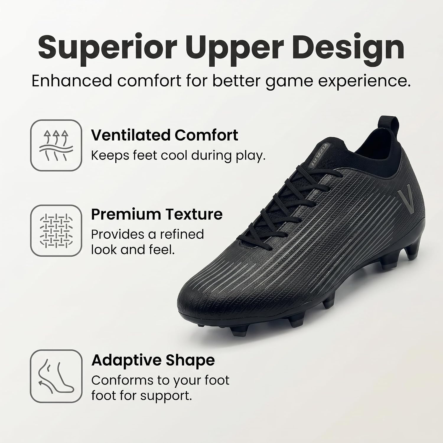 Vizari Destino Adult Soccer Cleats - Lightweight Firm Ground Football Boots with High-Traction Outsole for Enhanced Control & Comfort