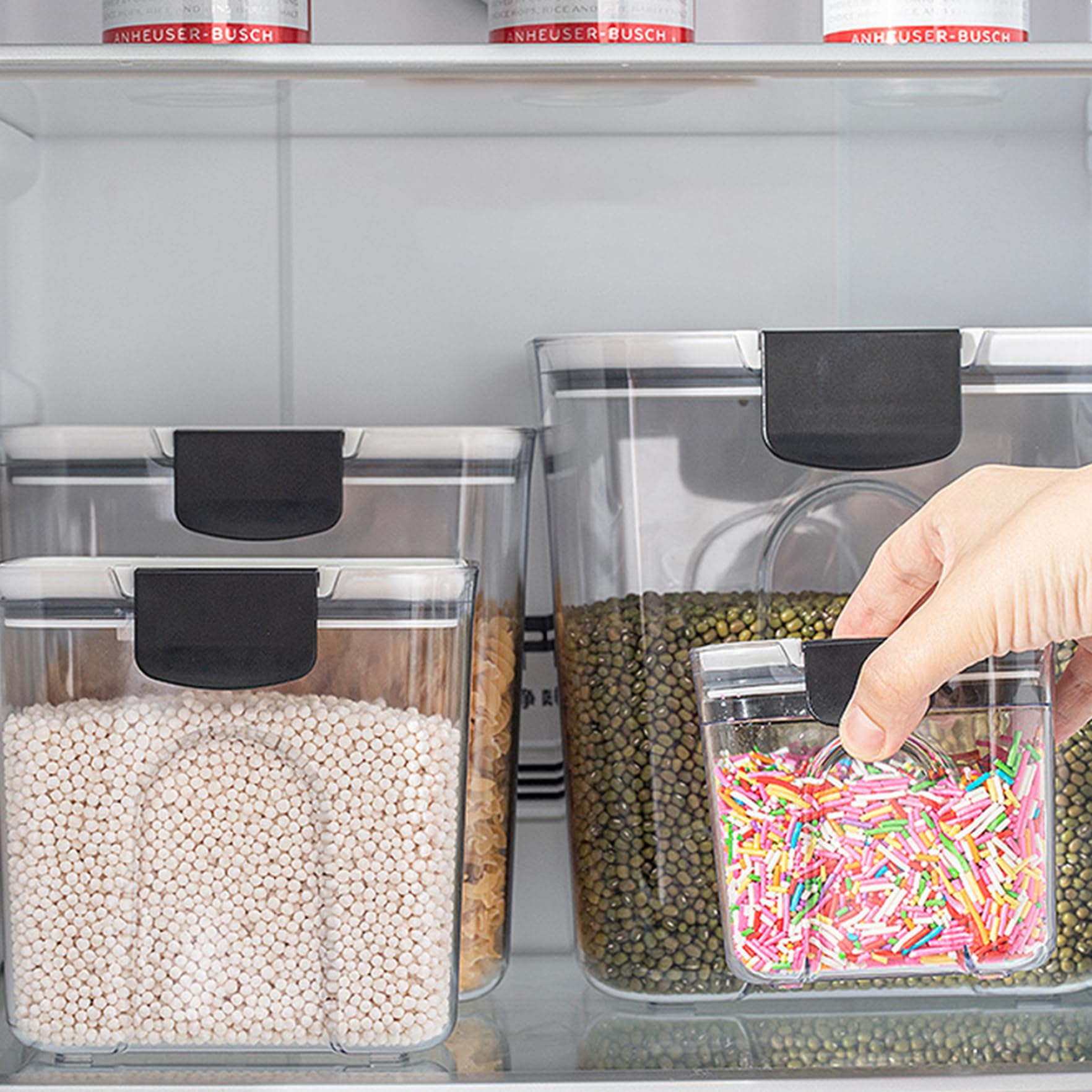 Amazon｜Peosaard 密閉食品保存容器 2個 クリア重曹容器 350&1300ml