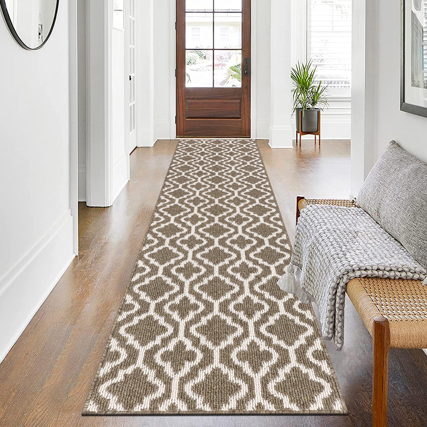 SHACOS Non Slip Runner Rug for Hallway 60 x 240 cm Long Hall Runner Narrow Rug Washable Carpet Runner for Kitchen Entryway Laundry Room, Brown