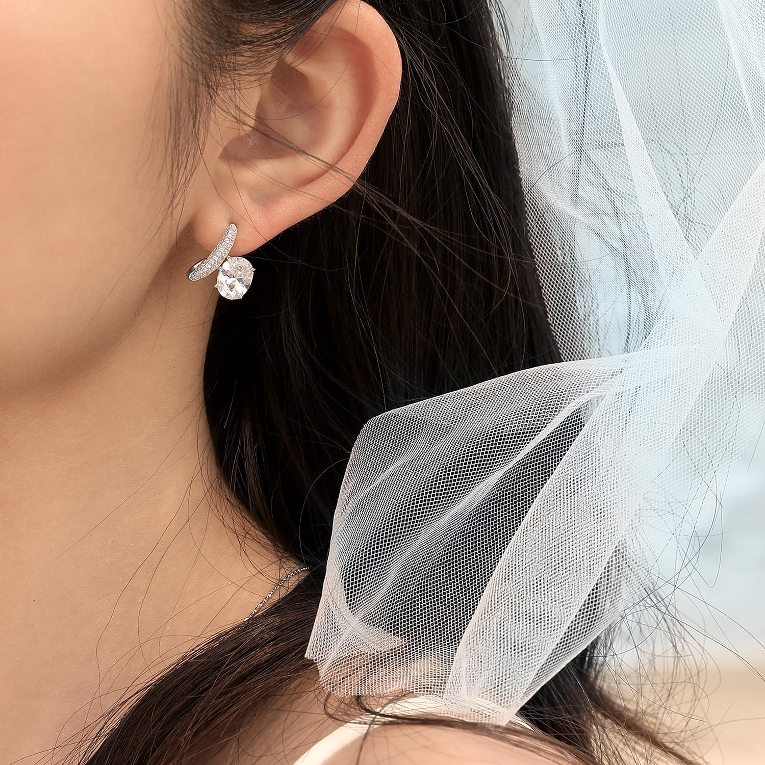 Meissa Orecchini Donna Argento 925 Orecchini Diamante splendente Orecchini Sposa Fidanzata Ipoallergenico Gioielli Regalo Anniversario Matrimonio per donna ragazza, Argento