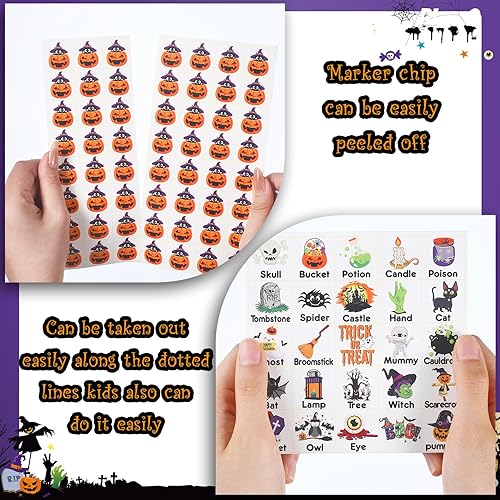 Miniatura 3 de Shappy Juego de bingo de Halloween para 32 jugadores, tarjetas de calabaza espeluznantes de 5.1 x 7.1 pulgadas, tarjetas de llamadas para adultos,