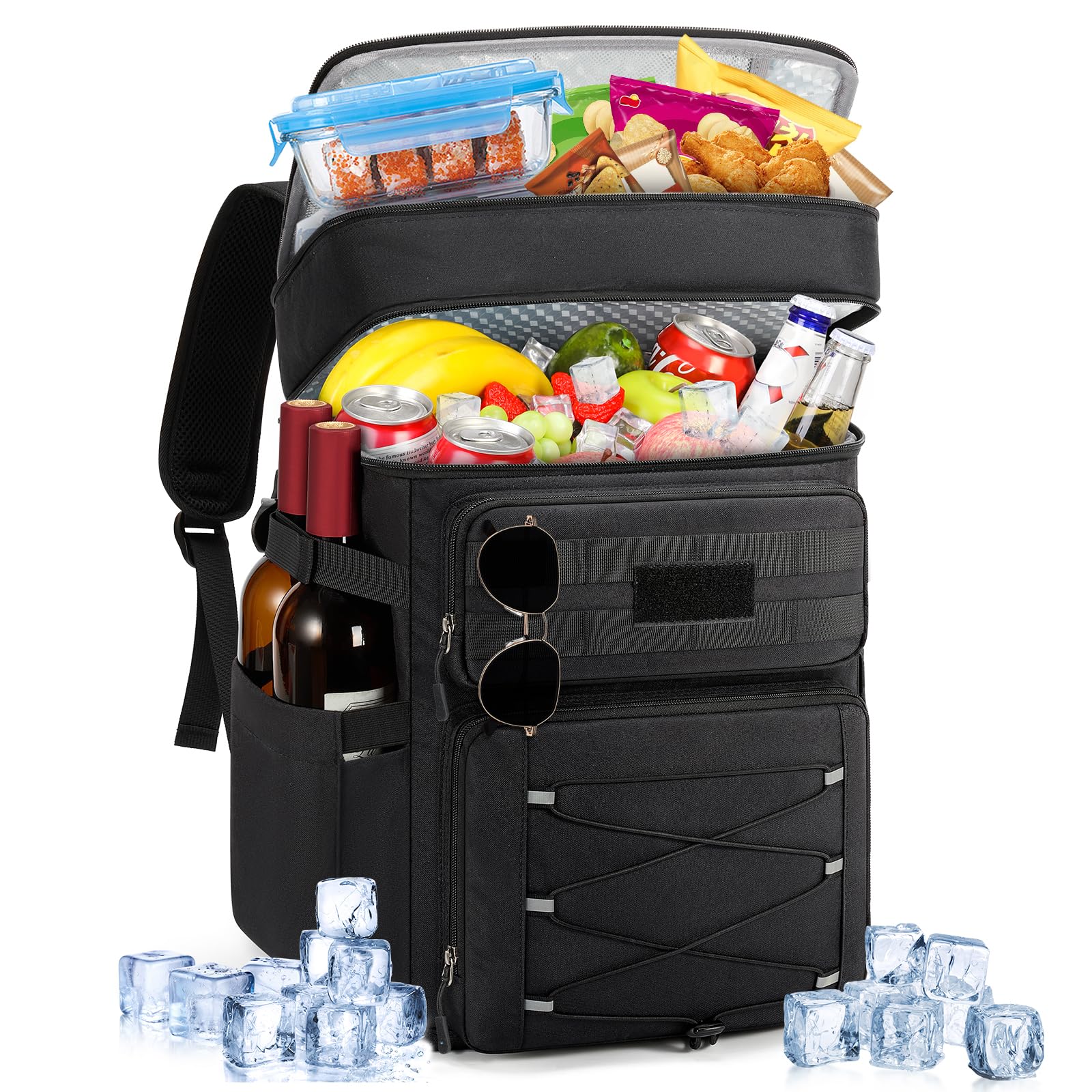 RAINSMORE Zaino Frigo Termico 30L Doppia Zona Impermeabile Nero
