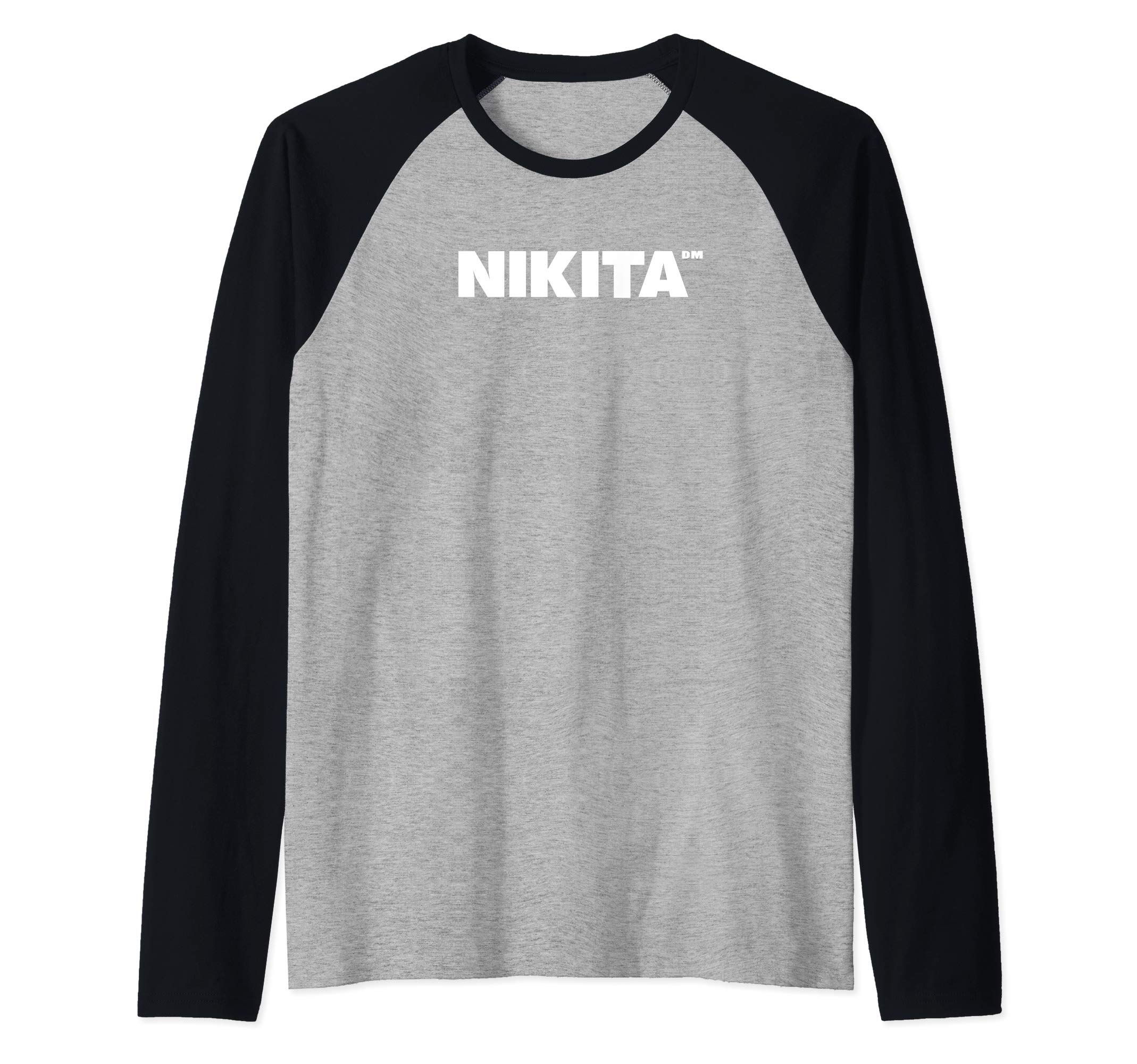 NIKITA DM - Design & Marketing - White Logo Raglan Baseball Tee