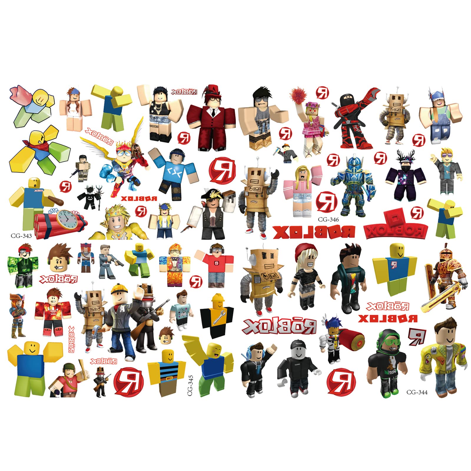 4 Sheets Roblox Tattoos for Kids,Wopin- Roblox Temporary Tattoos,Waterproof,Not Repeat,Roblox Party Supplies for Kids Birthday,Roblox Transfer Tattoos Ideal for Any Roblox Lover