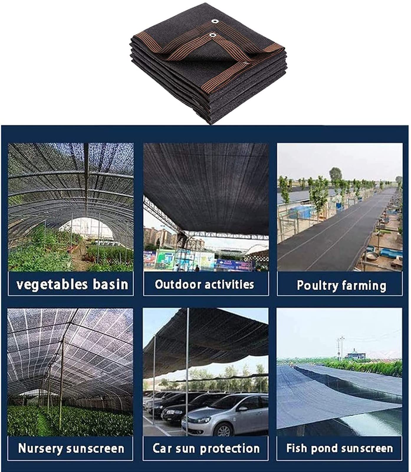 Telone Ombreggiante Nero Rete Ombreggiante con Occhielli,Telo Ombreggiante,Rete in Tessuto Ombreggiante,6-Pin Crittografia Protezione,per Serra Giardino Pergola(Color:black,Size:4x5m/13.12x16.4ft)