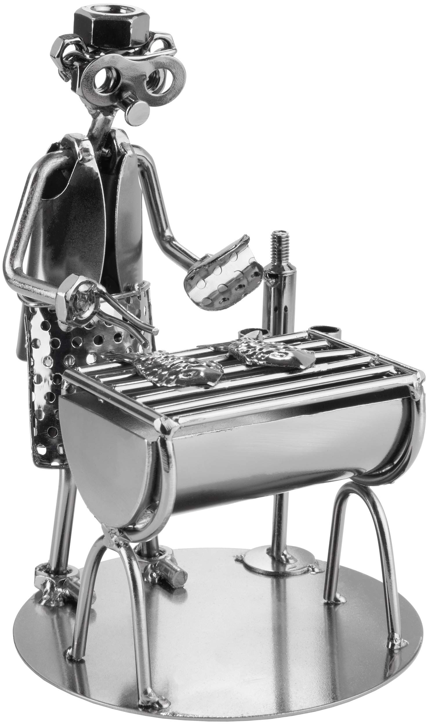 BRUBAKER Vite Uomo Grill per barbecue - Grill Master Fish - Fatto a Mano in Ferro Figura Uomo di Metallo - Metallo Figura Idea Regalo per i Cuochi e Grillers