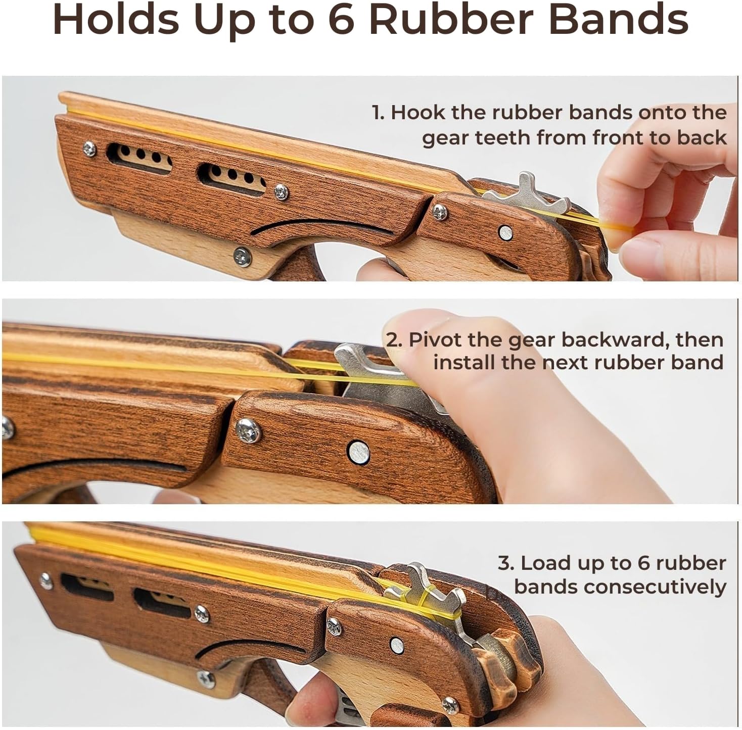 Wooden Rubber Band Gun Kit – DIY 3D Puzzle Model with Targets | Elastic Band Shooter Building Set | STEM Engineering Toy for Kids Ages 6+