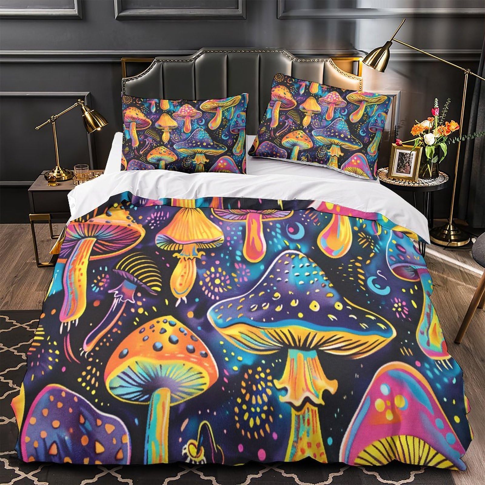 Housse de couette psychédélique hypoallergique et parure de lit douce
