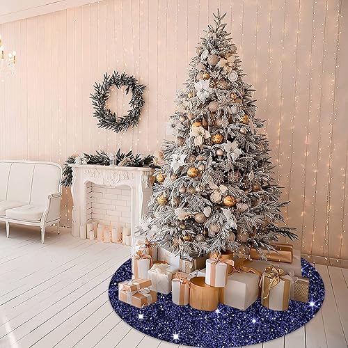 Miniatura 69 de MODFUNS Falda roja para árbol de Navidad de 46 pulgadas, falda grande para árbol de Navidad, con lentejuelas, falda bordada, lujosa alfombra redonda
