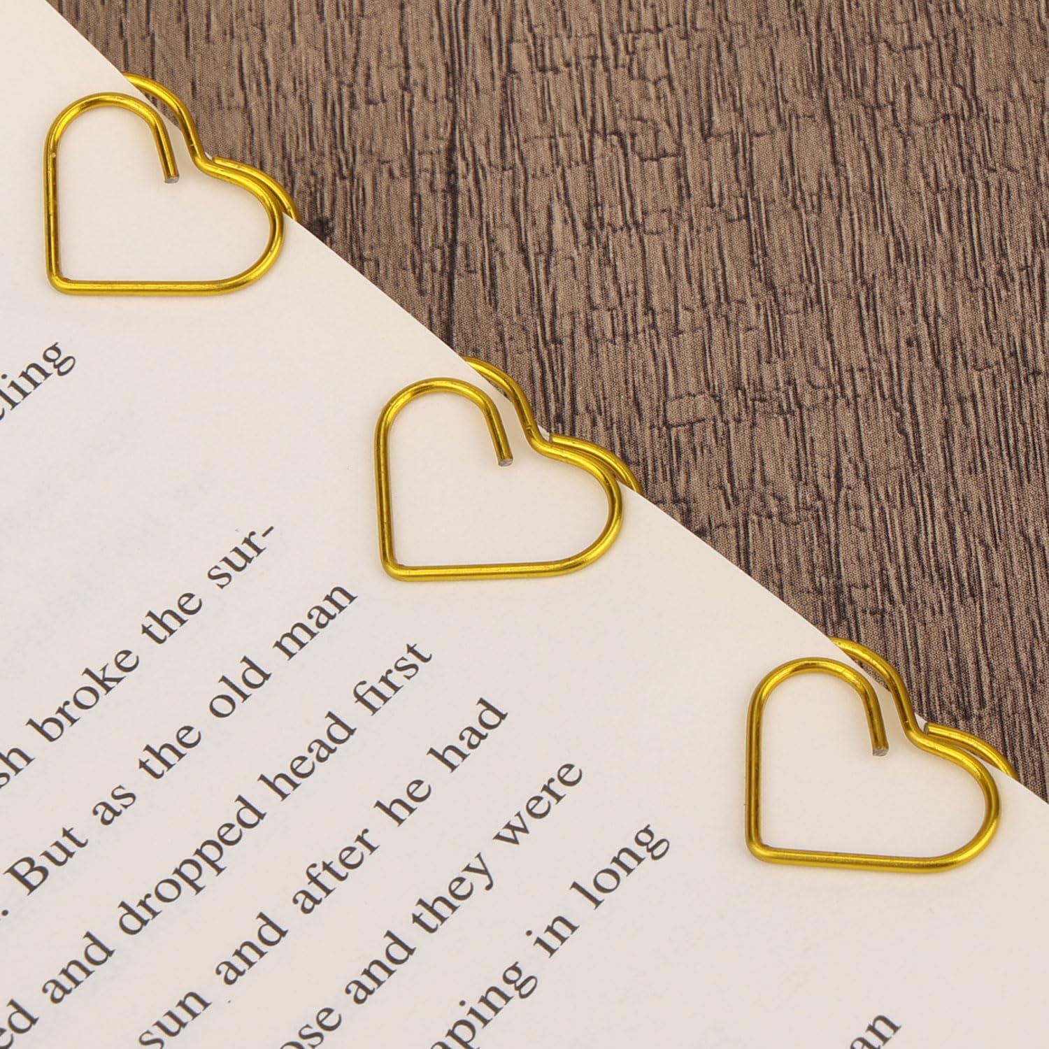 Gosknor 100pcs Trombones Coeur Doré Marque-Page Décoration Mariage Artisanat