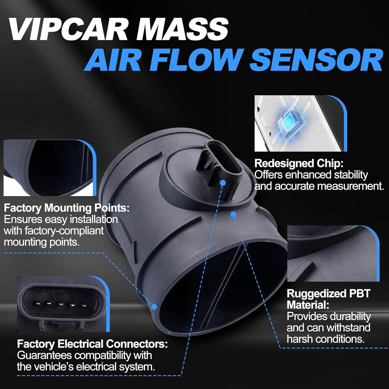 Mass Air Flow Sensor 15840812 MAF Sensor for Chevy 2007-2009 Silverado Sierra, 2007-09 Tahoe/Yukon, Avalanche Caprice, 2008-2009 G8