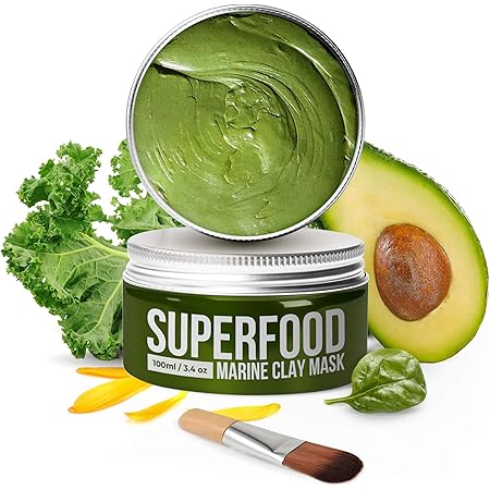 100% Vegan Dead Sea Mud Mask with Avocado & Superfoods - 100ml/3.4 Oz Face Mask for Acne - Dermatologically Tested Hydrating Clay Mask - Blackhead Remover - Deep Pore Cleanser and Minimizer