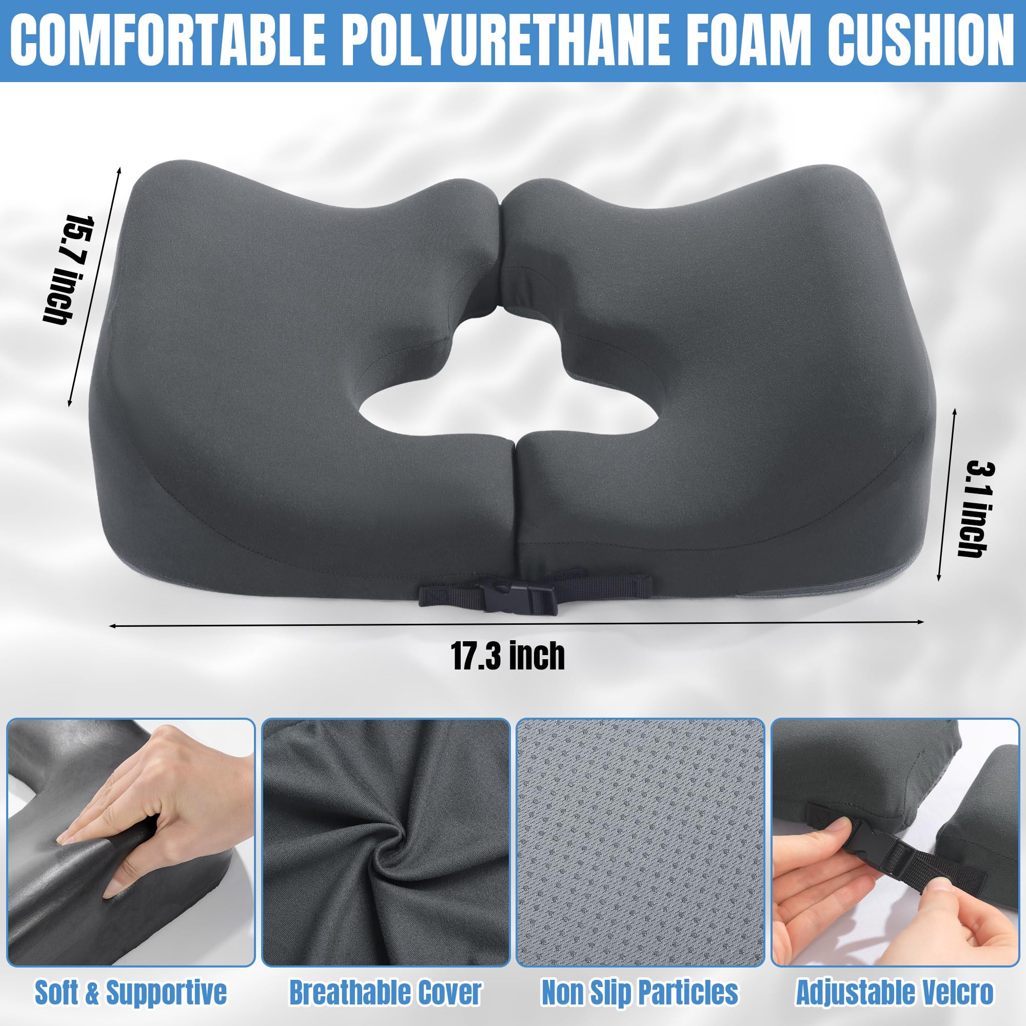 HOMBYS Cojines de espuma viscoelástica para aliviar el dolor de cama para el trasero, almohada de alivio de presión para dormir y sentarse, cojín para úlceras de cama en las nalgas, almohada de