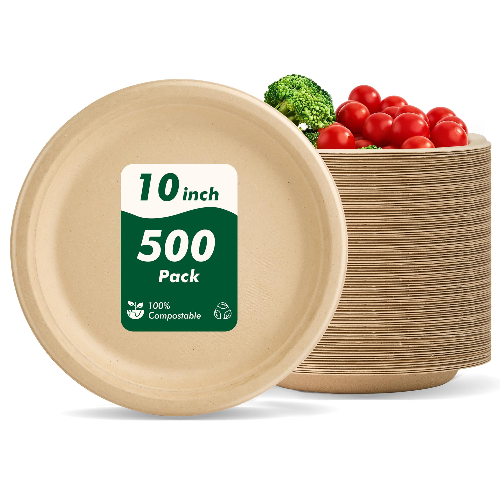 Compostable Paper Plates - 150 Pack (10 Inch) -15