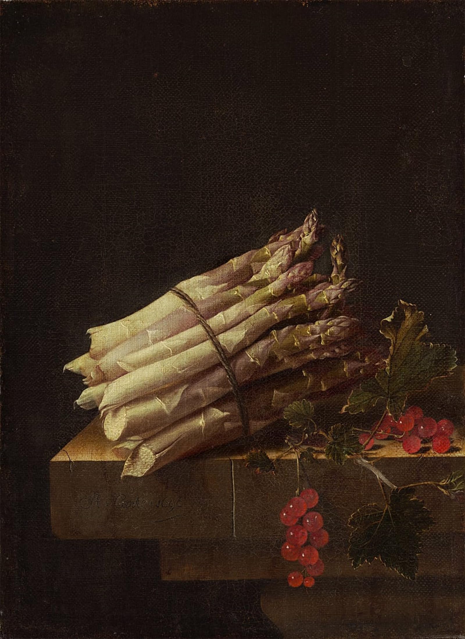 ARTXLXXBN Famous Painting Canvas Artwork Graffiti Print Still Life with Asparagus and Redcurrants by Adrian Coorte Portrait Canvas Image for Home Decor 60x90cm