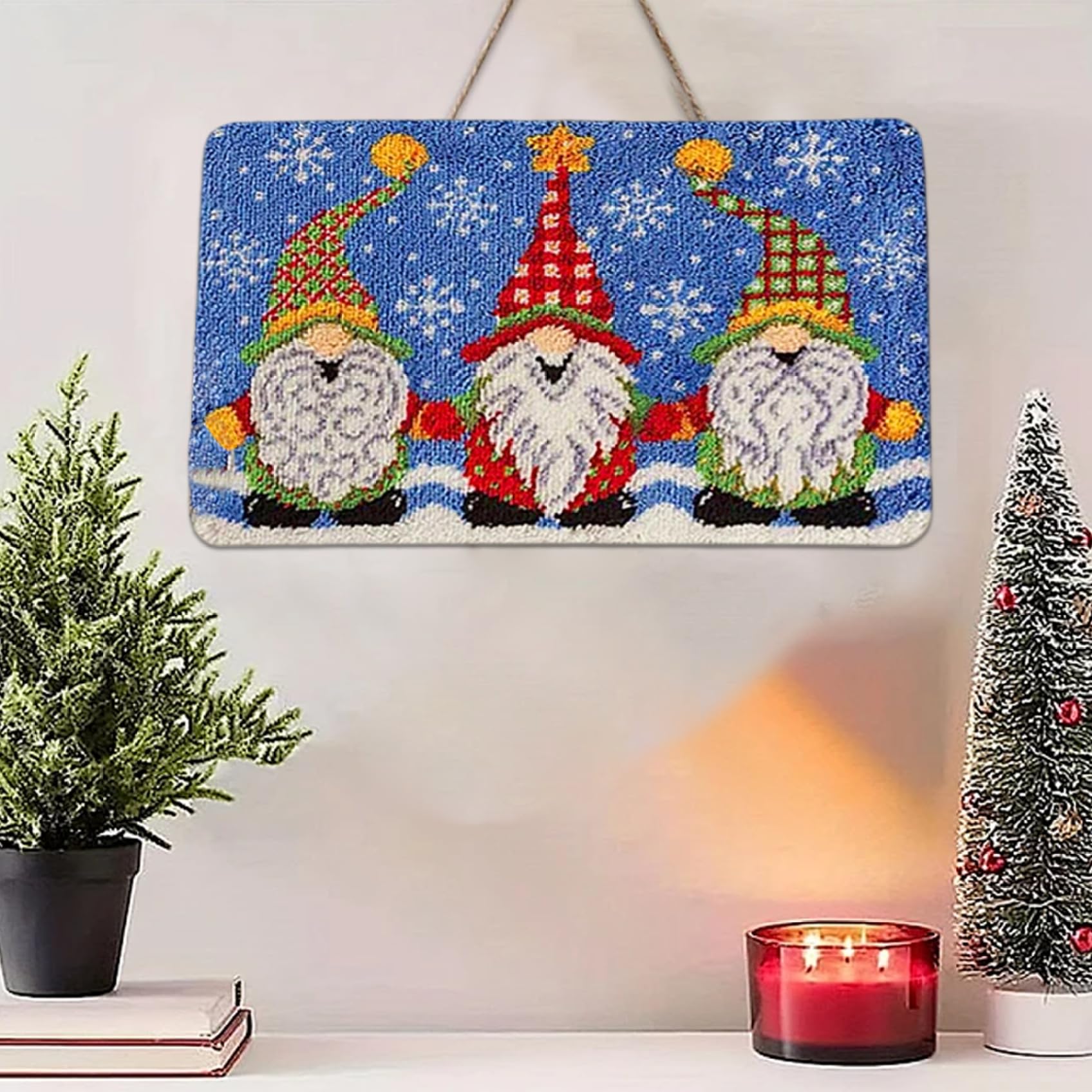 Knüpfhaken-Sets für Erwachsene, Weihnachtsmann-Aufdruck, unfertig, DIY-Häkel-Sets zur Herstellung von Weihnachtsteppichen für Erwachsene, 50, 8 x 38, 1 cm, Wandteppich- für, Knüpfhak