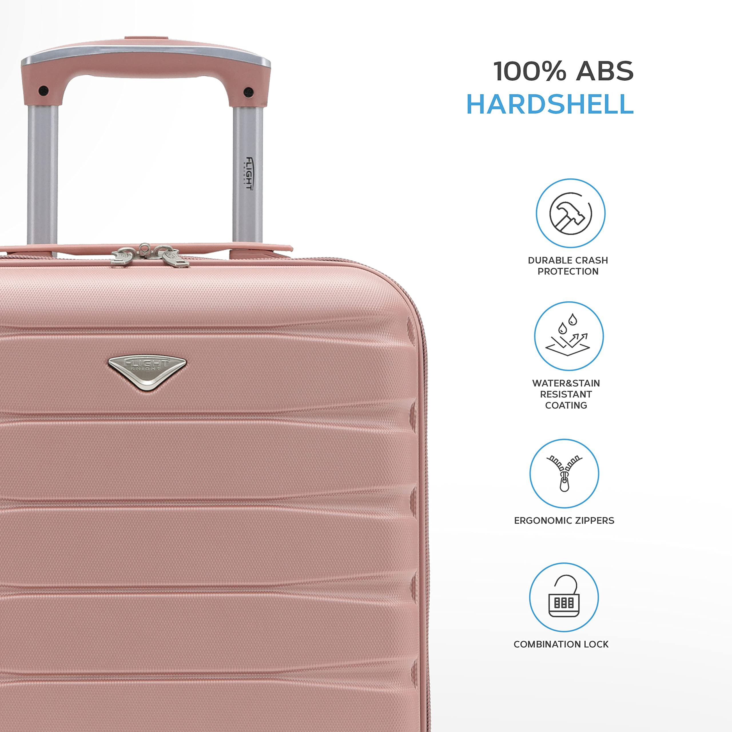 Flight Knight Suitcase Set of 2 Lightweight 4 Wheel ABS Hard Case Cabin Carry On Hand Luggage - easyJet Maximum Size for Overhead Cabin & Under Seat Carry-On - 45x36x20cm & 56x45x25cm