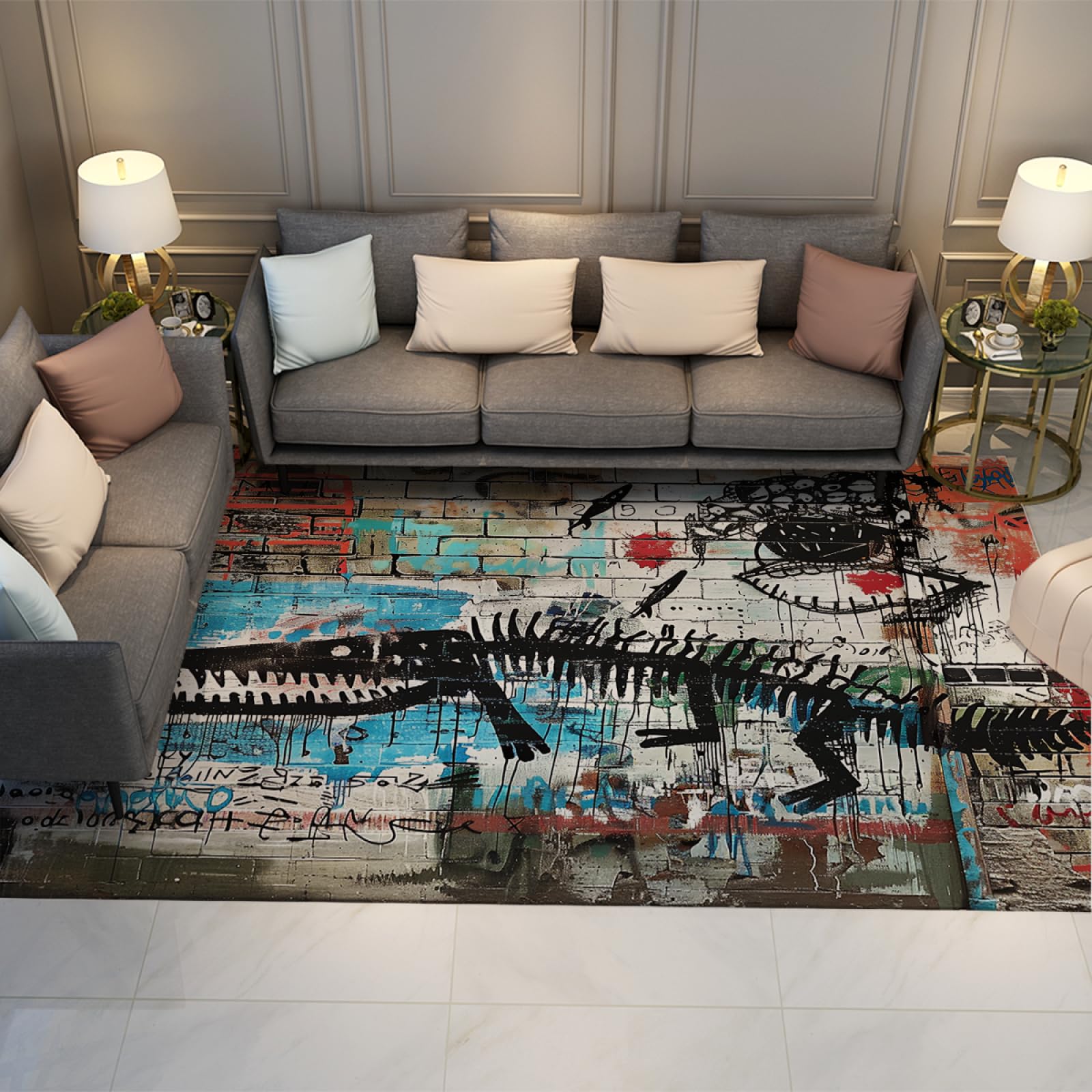 Tapis de design de rue coloré et doux pour remplacer un tapis de salon difficile à nettoyer