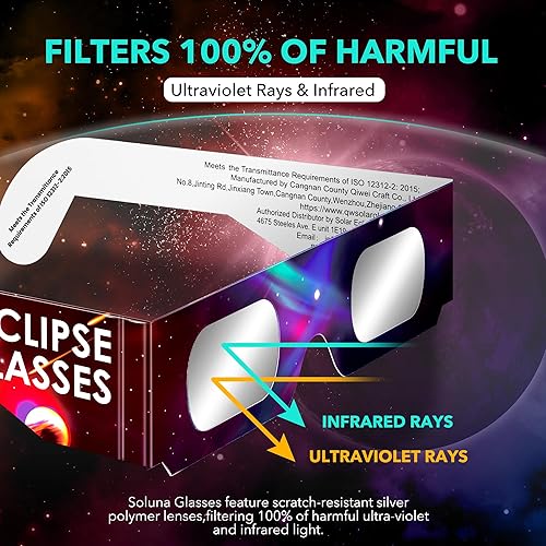 Miniatura 2 de Gafas de eclipse solar (paquete de 12)  Certificado CE e ISO, aprobadas para visión directa del sol, prepárate para el eclipse solar 2024, Regular
