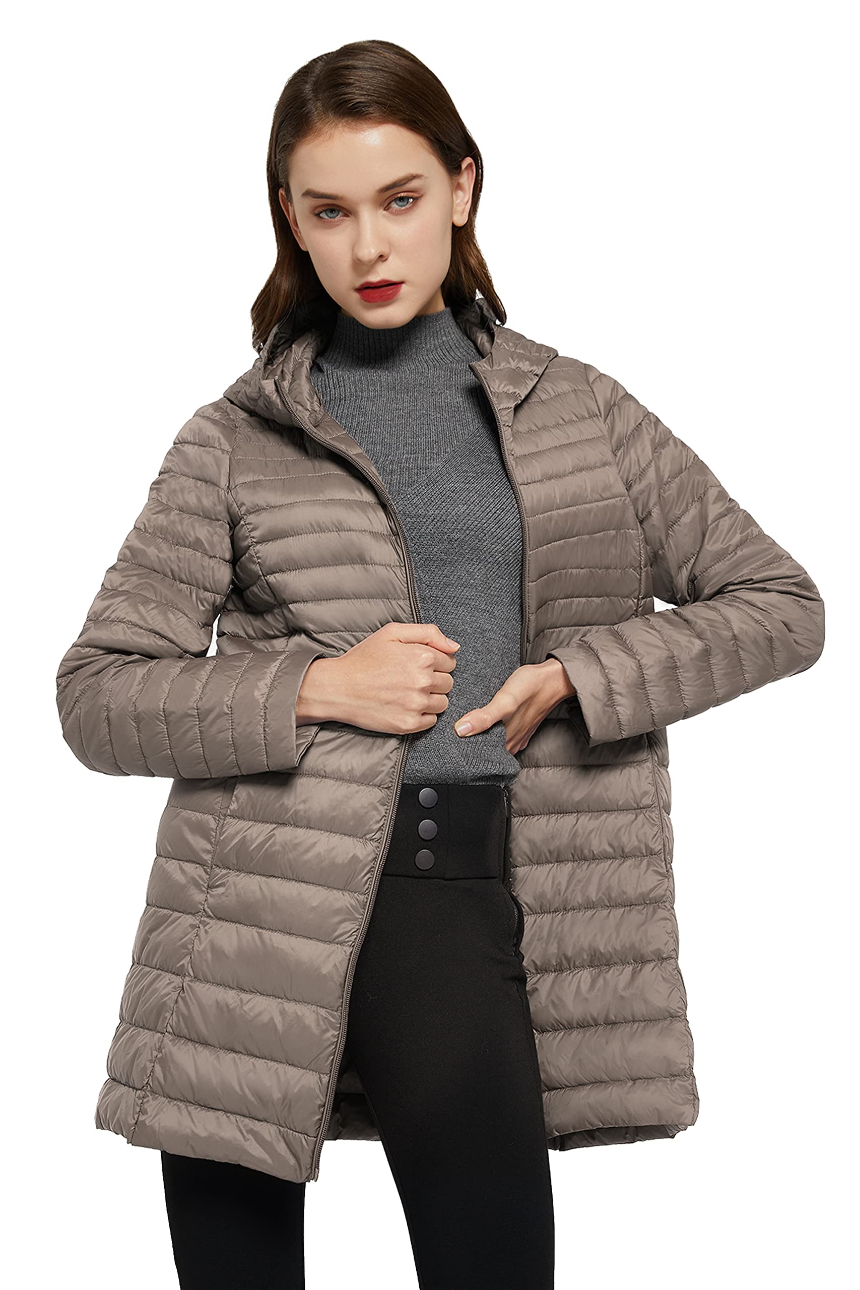 ELEZAY Women's Packable Down Jacket Mid Length Lightweight Puffer Coats Quilted