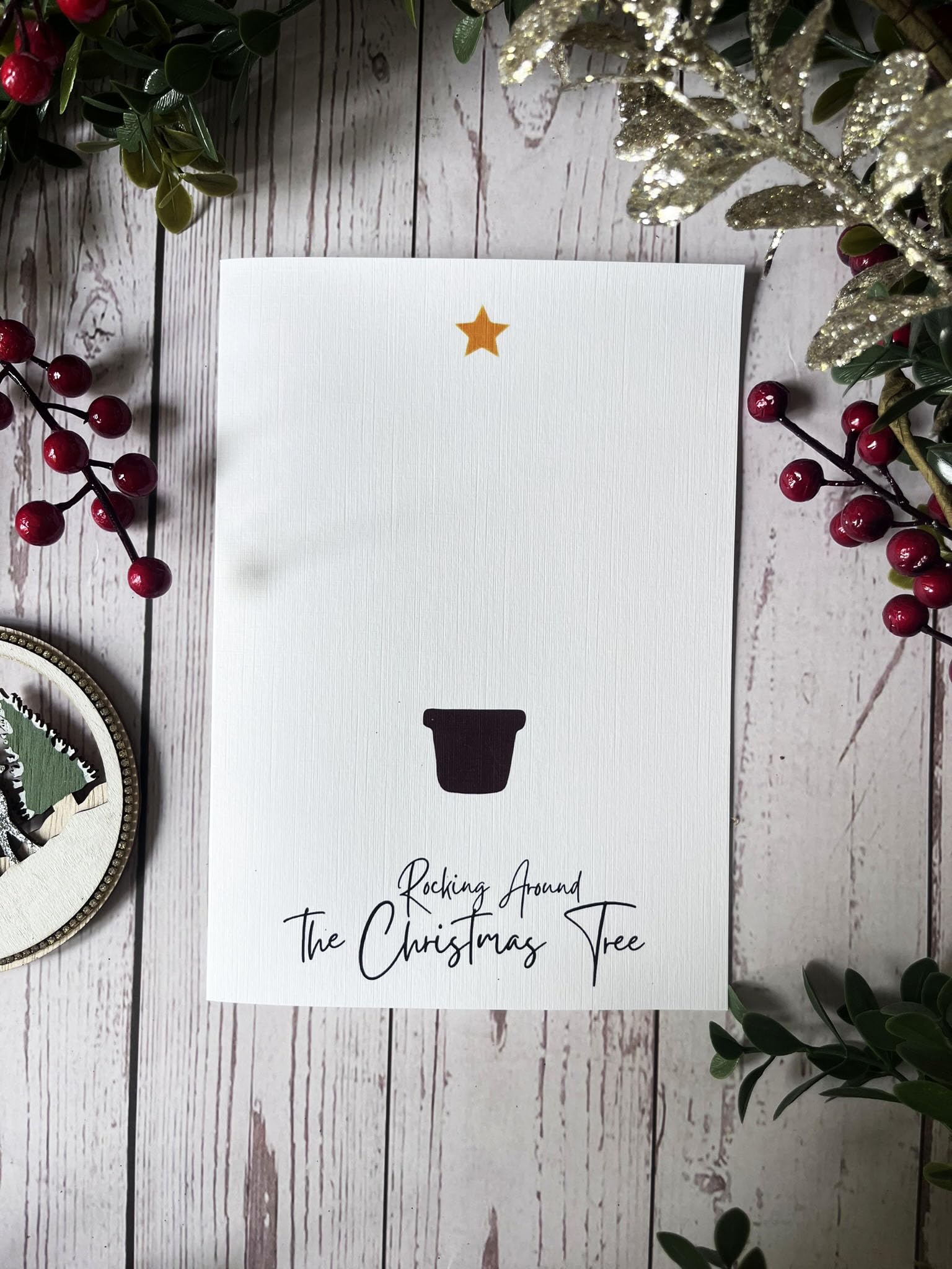 Baby Footprint Christmas Card for My First Christmas. Chrismas Wishes & Mistletoe Kisses. Perfect for Family & Friends. Unique Greeting Card (DIY Christmas Tree) - Image 2