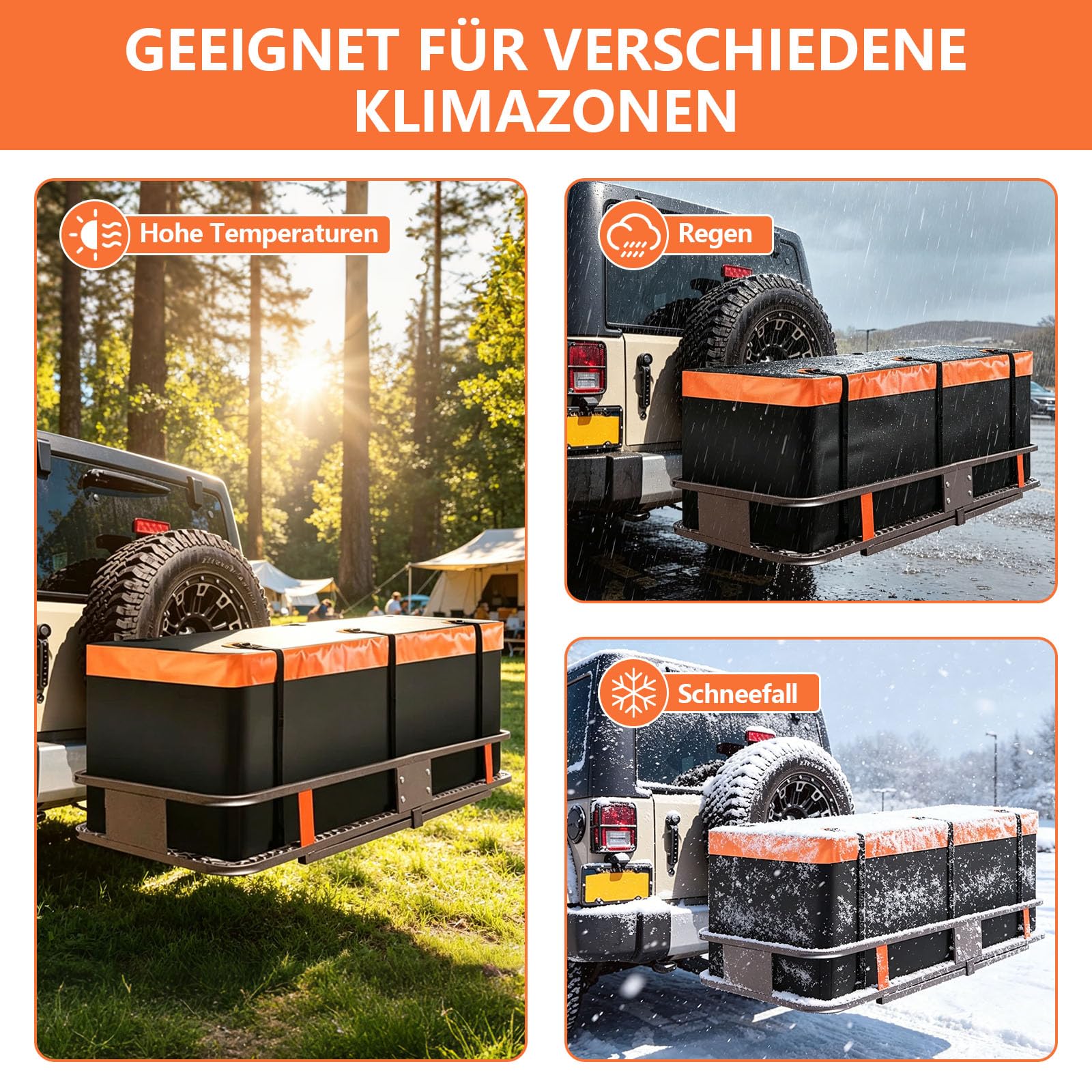 Heckbox für Anhängerkupplung, 566L Faltbare, Reißfest PVC wasserdichte