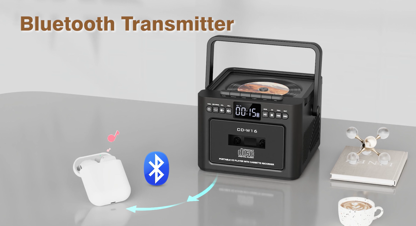 Greadio CD Player Portable, Boombox with CD Cassette Player