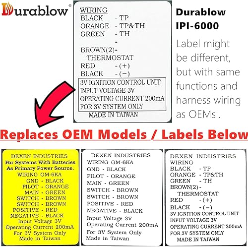 Vista 6 de Durablow Módulo de control electrónico IPI para chimenea, reemplazo del módulo de encendido de chimenea de gas para Dexen 593-592, GM-6KA, Hearth
