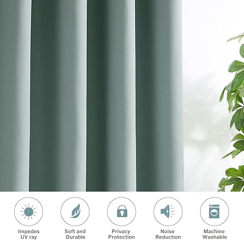 Miniatura 6 de Melodieux Cortinas opacas para dormitorio, cortinas de algodón de 84 pulgadas de largo, juego de 2 paneles de cortinas con ojales para ventana para