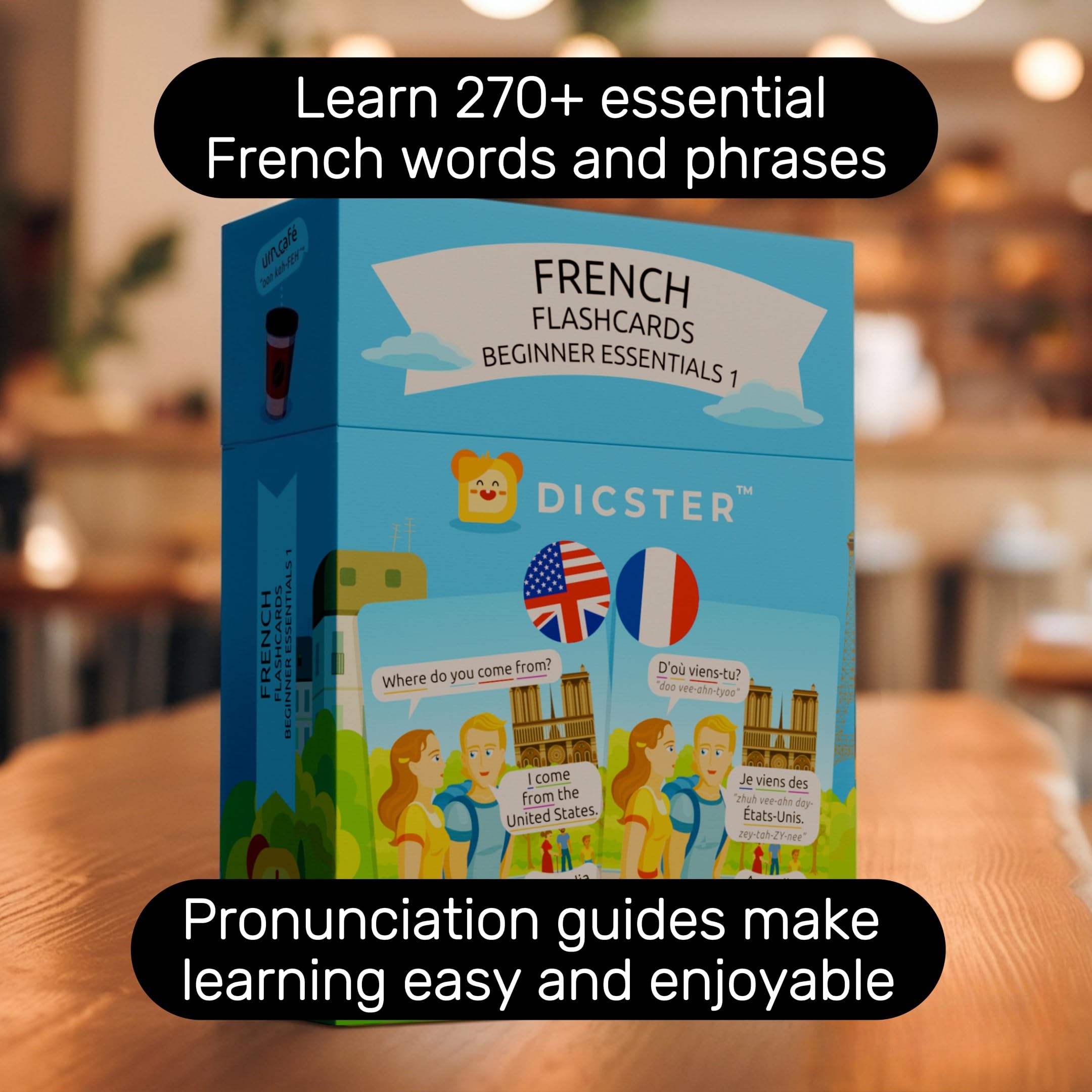 French Flashcards - Beginner Essentials 1: 52 flashcards and 270+ Essential Words & Phrases, Pronunciation Guides, Online Audio, and Illustrations for Students & Travelers
