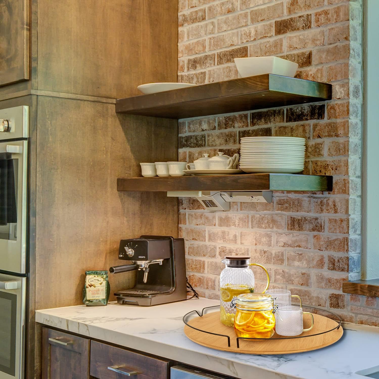 simesove Large Lazy Susan Turntable – 18" Bamboo Spice Organizer - Wooden Lazy Susan for Kitchen Table, Cabinet or Pantry Organizer, 360 Degree Smooth Rotation and Noise Free