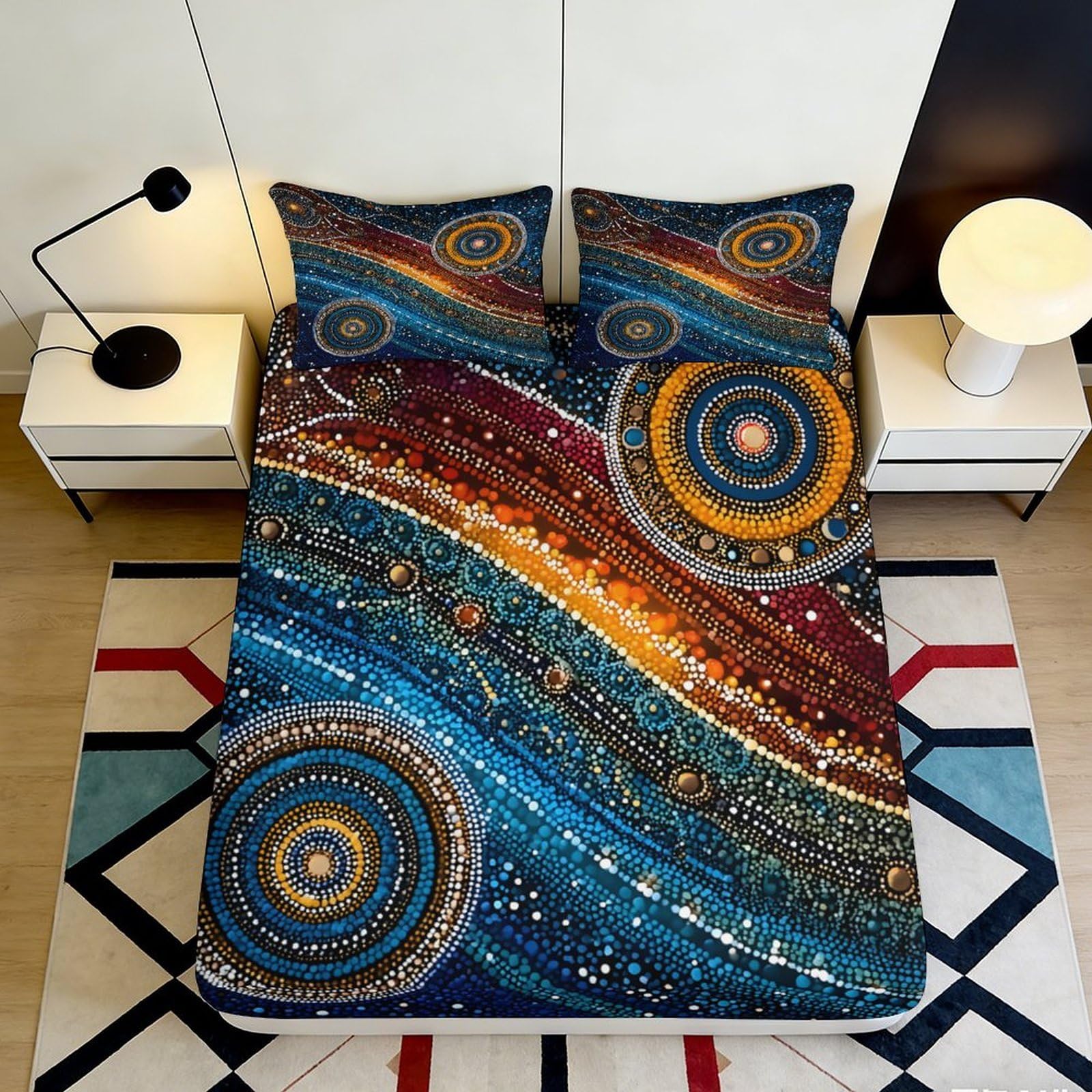 3D Printed Galaxy Starry Sky Fitted Sheet Microfiber Colourful Cosmic Nebula Mattress Cover for Bedroom Decor 90x200x25cm