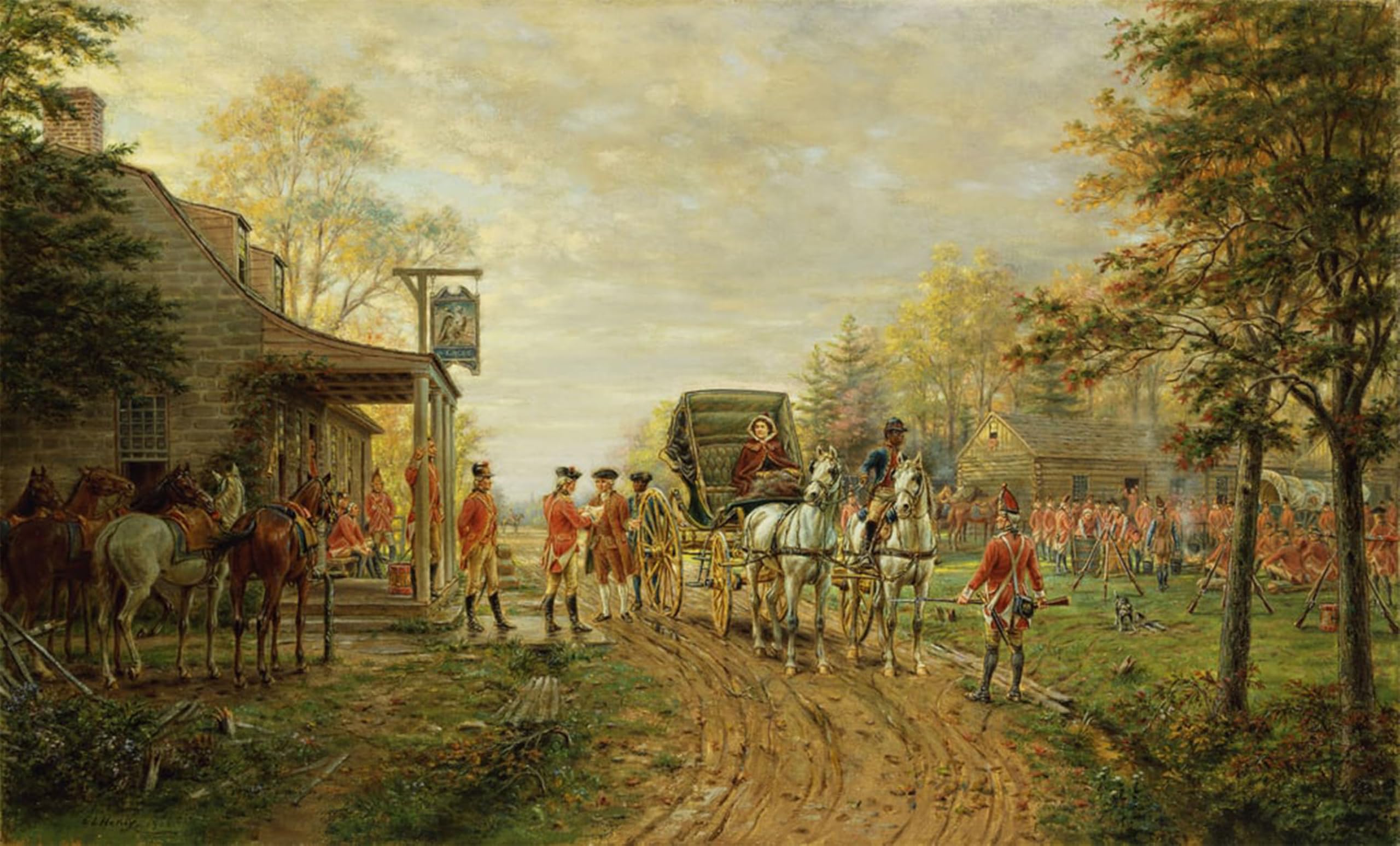 POSTERIIk Vintage Print Pop Art Landscape Artwork Passing the Outposts on the Old Kingsbridge Road by Edward Lamson Henry Art Prints for Office Home Decor 60x90cm