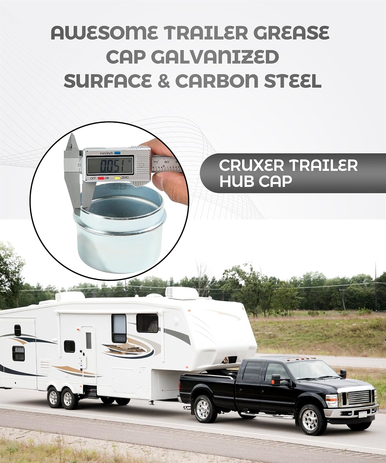 1.98" Trailer Bearing Dust Cap,Car Accessories Trailer Hub Grease Cap with Extra 4 Rubber Plugs,Fits Standard 2000-3500 Pounds Trailers Wheel Hub for Both Types of Axles EZ Lube and Standard
