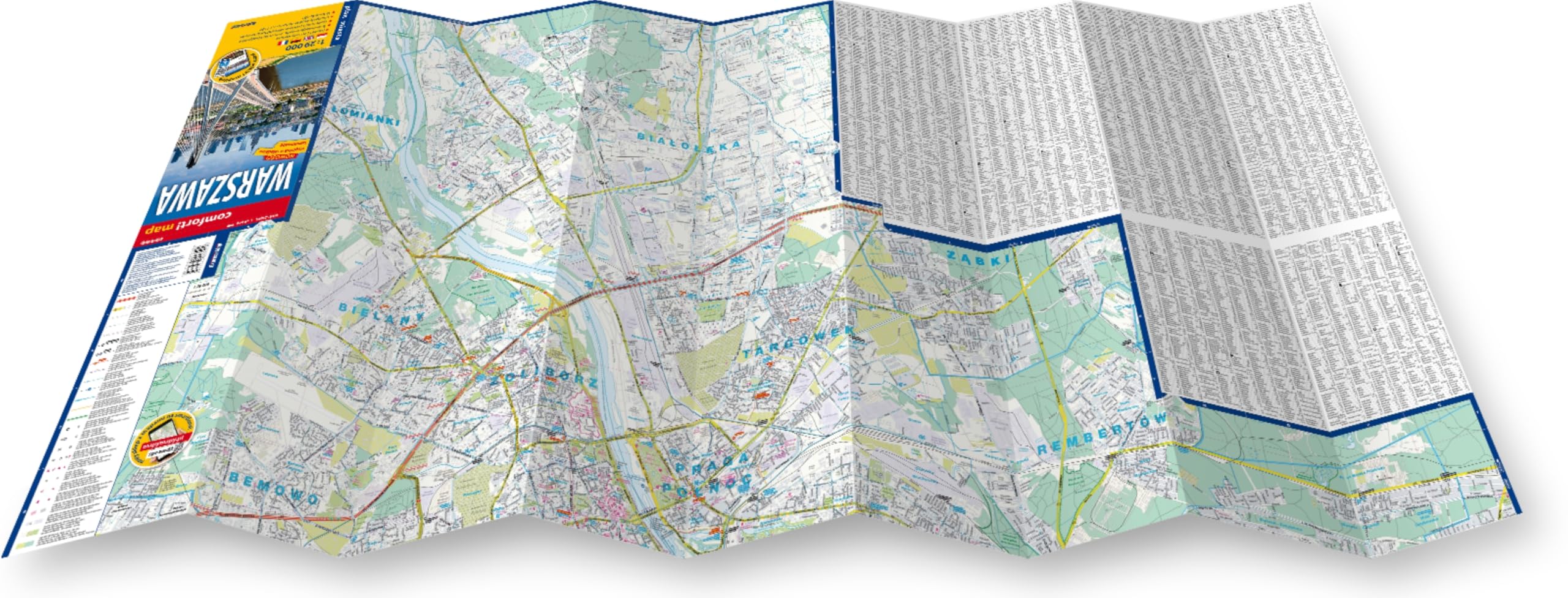 Varsovie 1/29.000 (carte grand format laminée - plan de ville). Warsaw. Warszawa