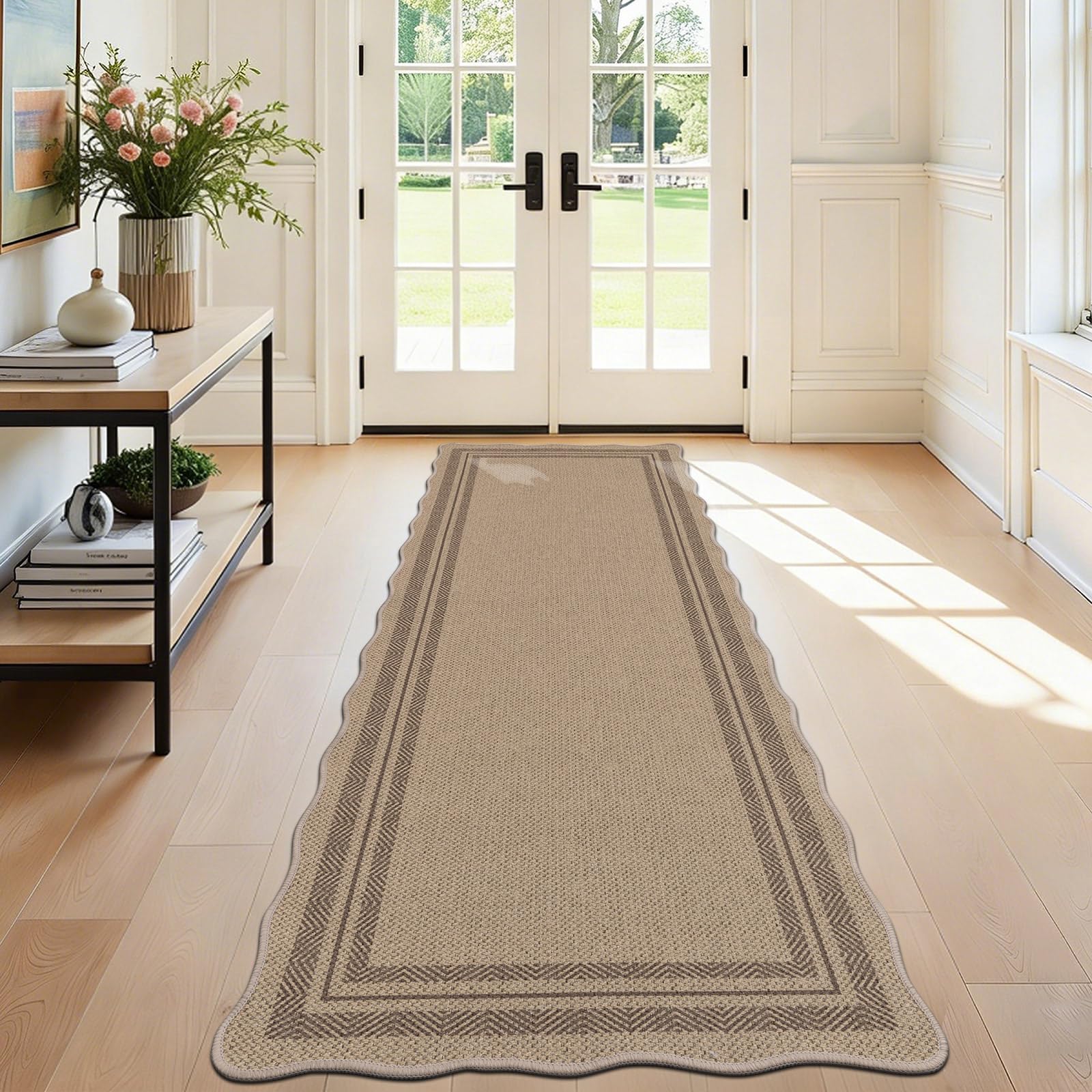 SHACOS Runner Rugs for Hallway Non Slip 60x180cm Thin Woven Carpet Runners for Hallways Washable Hall Runner Rug Long Floor Mat for Indoor Entryway Kitchen Laundry Room, Brown — image 1