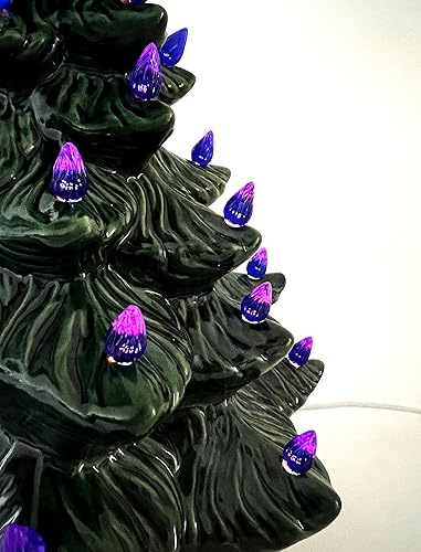 Miniatura 5 de National Artcraft Luces de árbol de Navidad de cerámica estilo torsión mediana - azul (144 piezas)