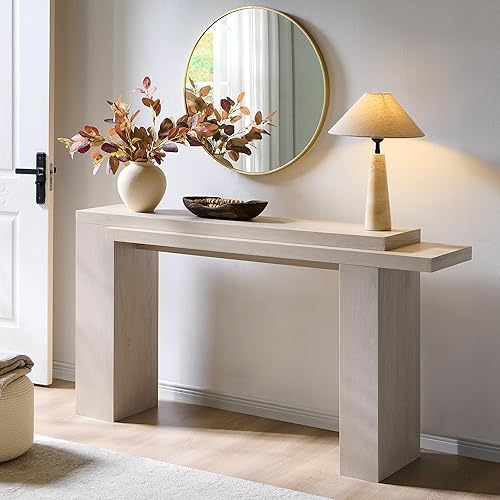 OKD Mesa consola de entrada moderna de 63 pulgadas, mesa de sofá con acento de geometría sólida detrás del sofá, mesa consola estrecha para entrada,