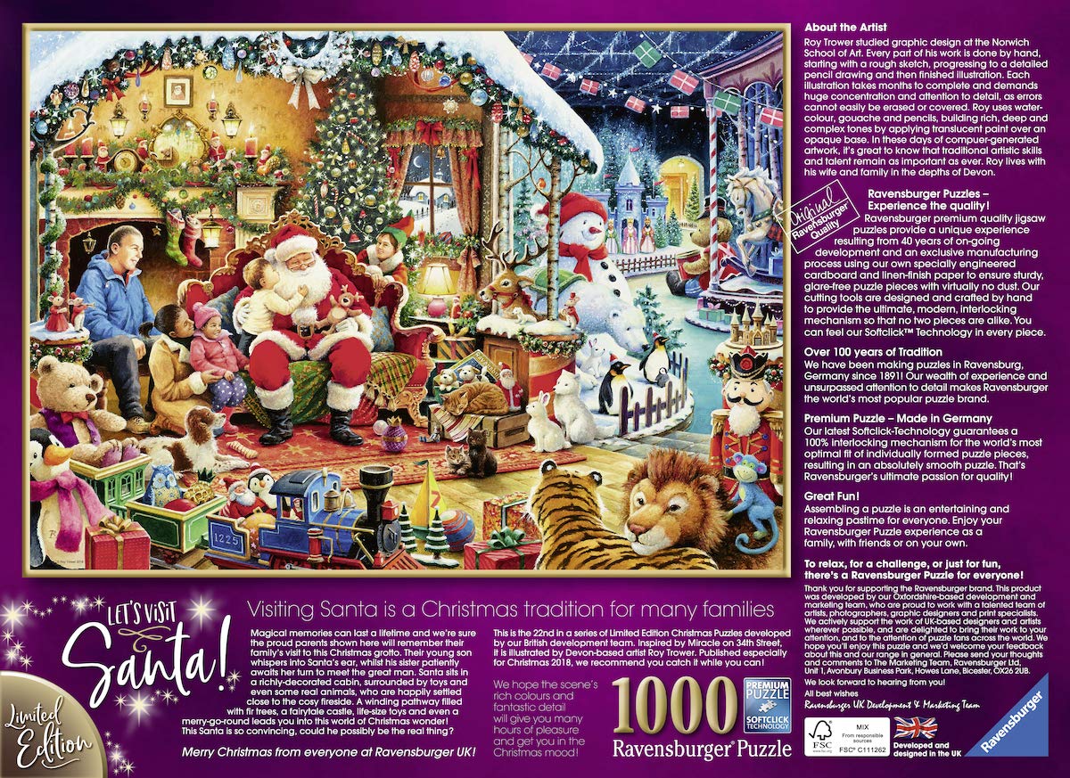 Ravensburger Puzzle, Puzzle 1000 Pezzi, Let's Visit Santa, Puzzle per Adulti, Puzzle Natale, Puzzle Stampa di Alta qualità