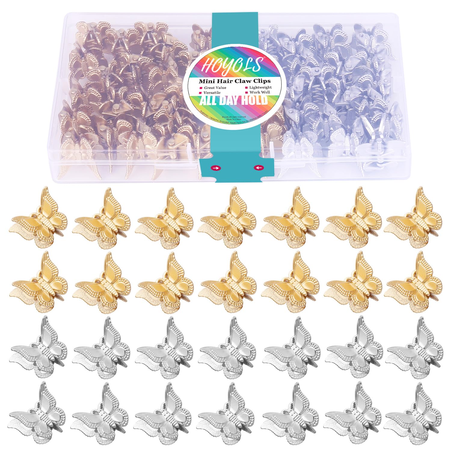 Hoyols Schmetterlings-Clips für 90er-Jahre, Kleine Mini-Haarklammern, feines Haar, Niedliches Bonbon-Haar-Accessoire für Frauen, Kleinkinder, Mädchen