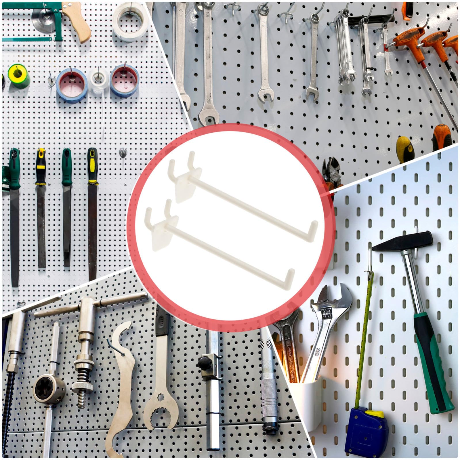 Ganci per Pannello Forato 100 Pezzi Buona Capacità di Carico in ABS Beige Ganci Professionali per Espositori da Parete per Negozi e Garage