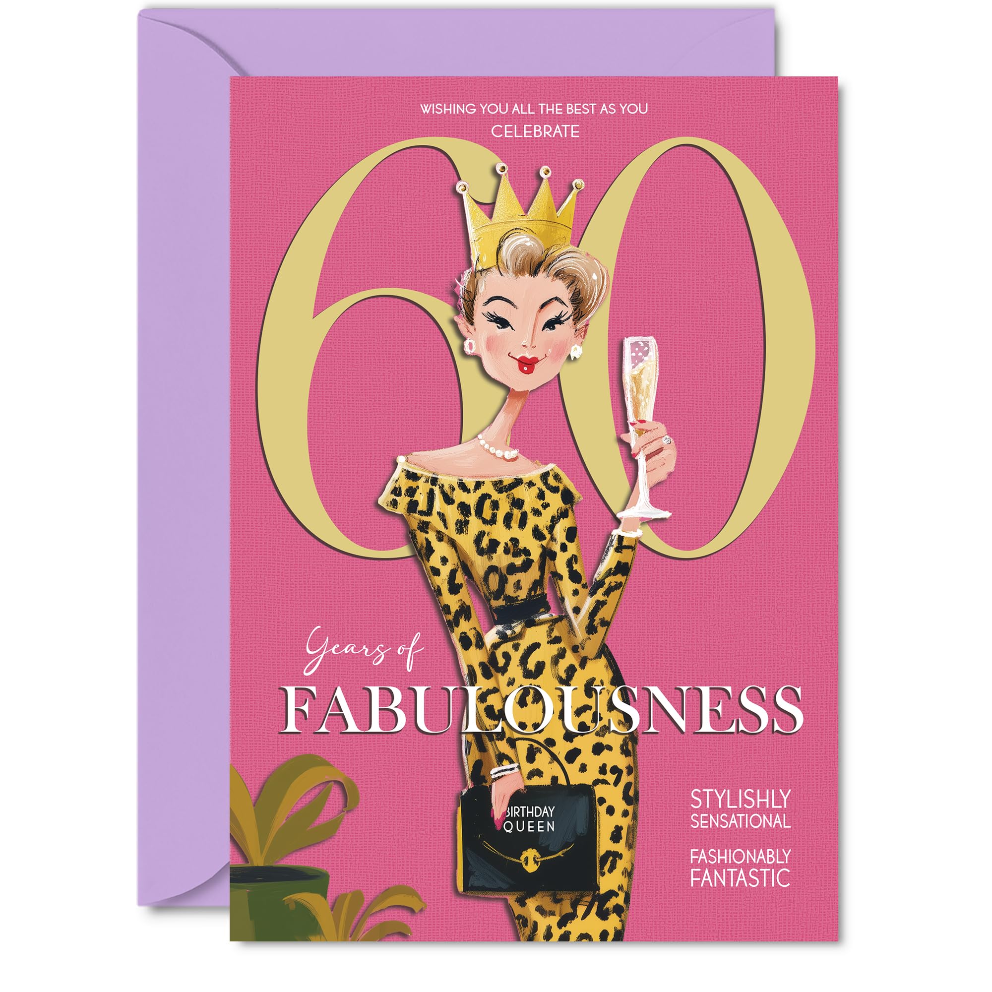 60th Birthday Cards for Women - Years Of Fabulousness - Happy Birthday Card for 60 Year Old Woman Wife Grandma Neighbour Auntie, A5 Bday Greeting Cards