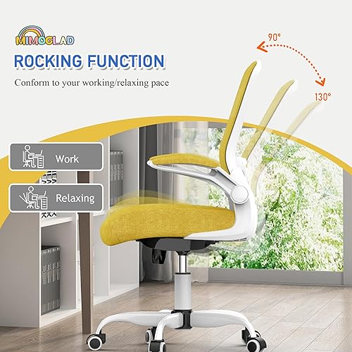 Miniatura 6 de Mimoglad Silla de oficina ergonómica de malla con respaldo alto, soporte lumbar ajustable, cojín de asiento grueso (moderno, jazmín)