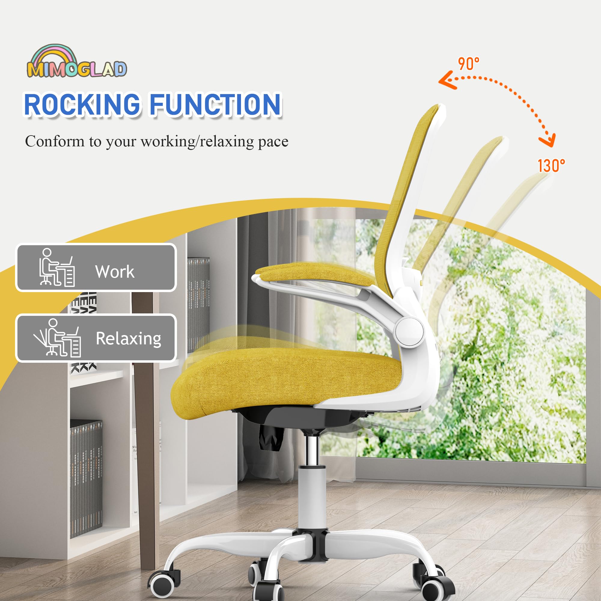 Mimoglad Home Office Chair, High Back Desk Chair, Ergonomic Mesh Computer Chair with Adjustable Lumbar Support and Thickened Seat Cushion