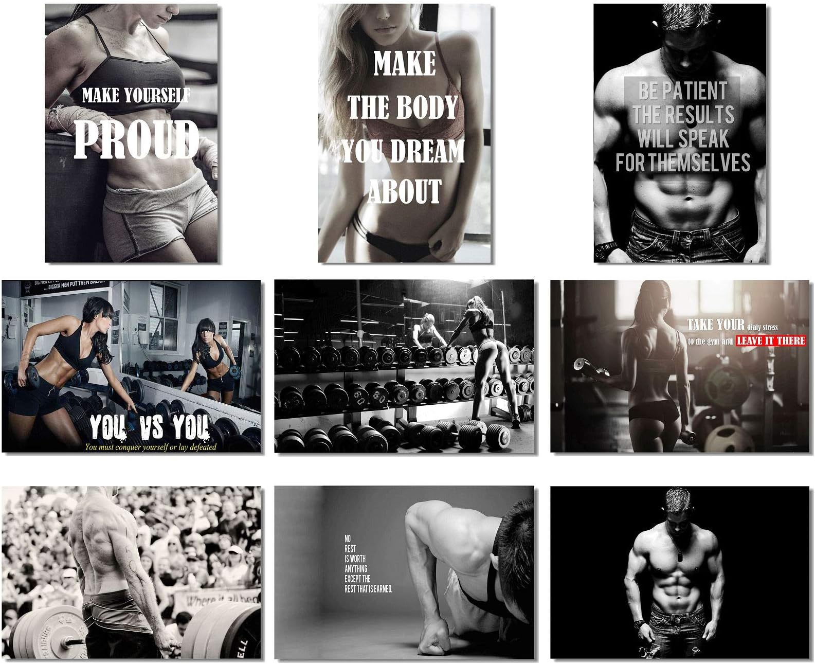 9X Poster Fabric Bodybuilding Men Girl Fitness Workout Quotes Motivational Inspiration Muscle Gym Font 20x13" (50x33cm)