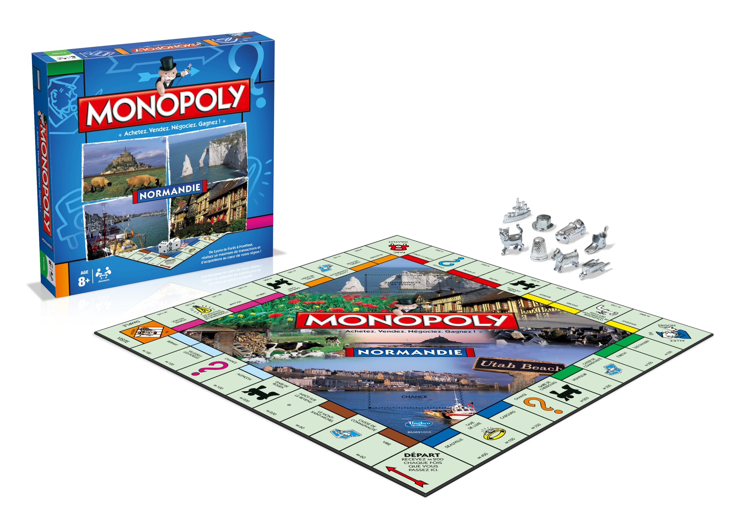 Winning Moves Monopoly Normandie en français - Jeu De Plateau 8+ - Jeu de Société pour 2 à 6 Joueurs - Jeux de Société Famille en français