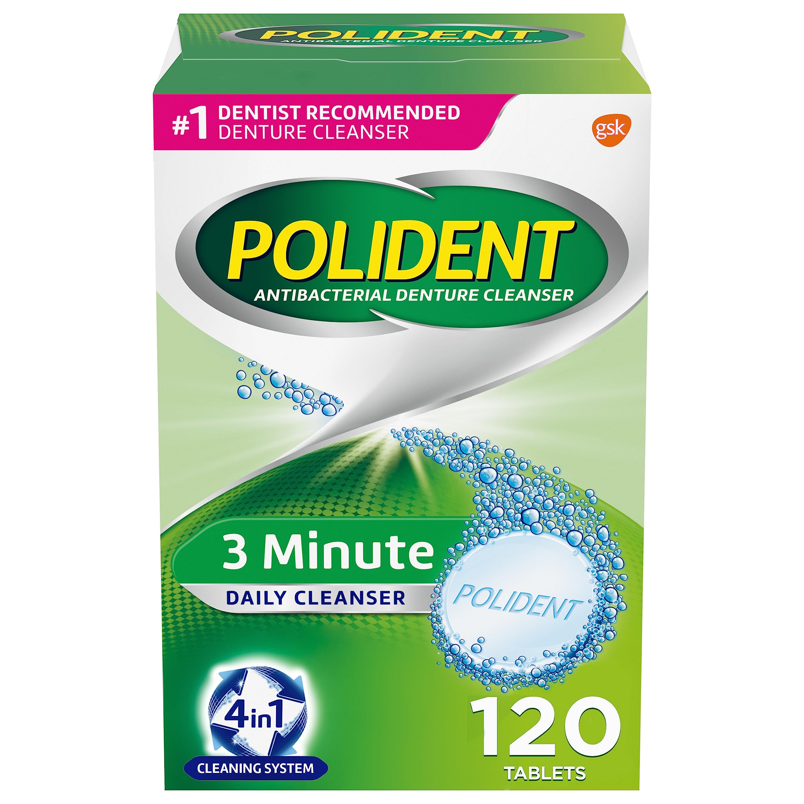 Polident 3 Minute Triple Mint Antibacterial Denture Cleanser Effervescent Tablets, 120 count-picture-18
