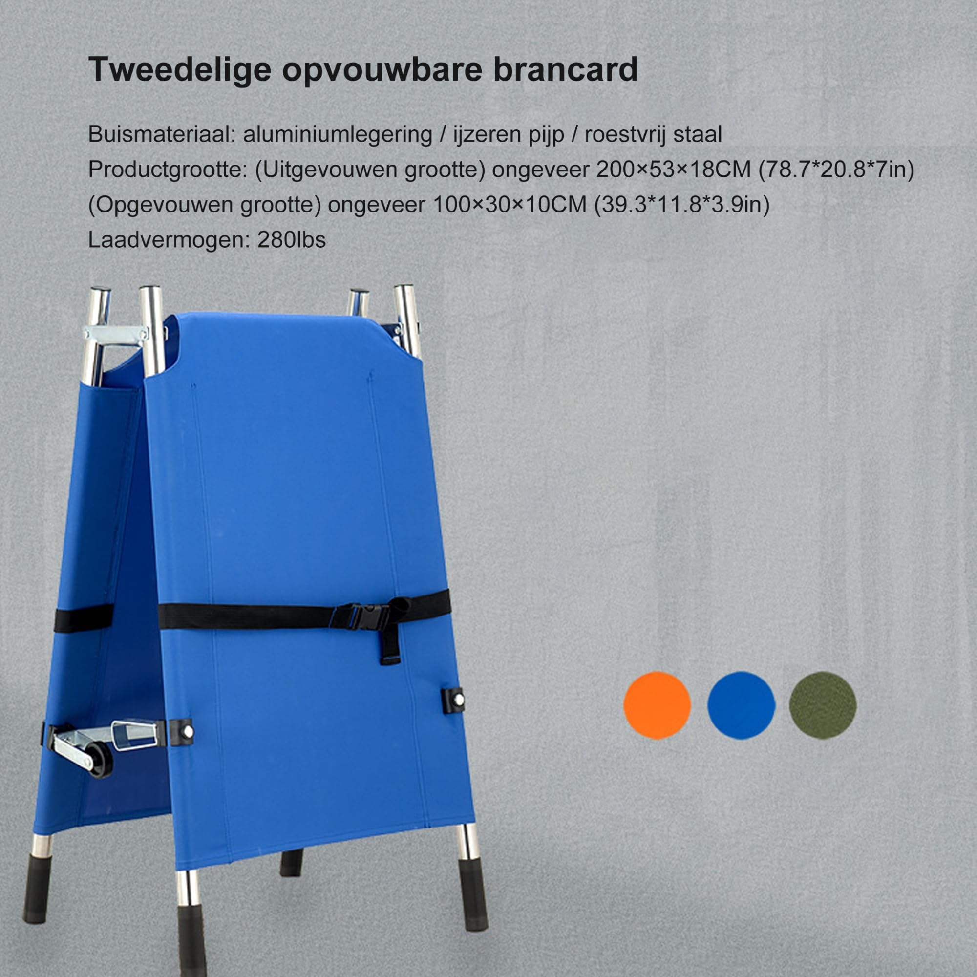 Civière pliante de 78,7*20,8 pouces, poignée antidérapante, tissu oxford, conception imperméable, robuste et durable, disponible en différentes couleurs et styles (bleu, vert, orange).(Green,Aluminium