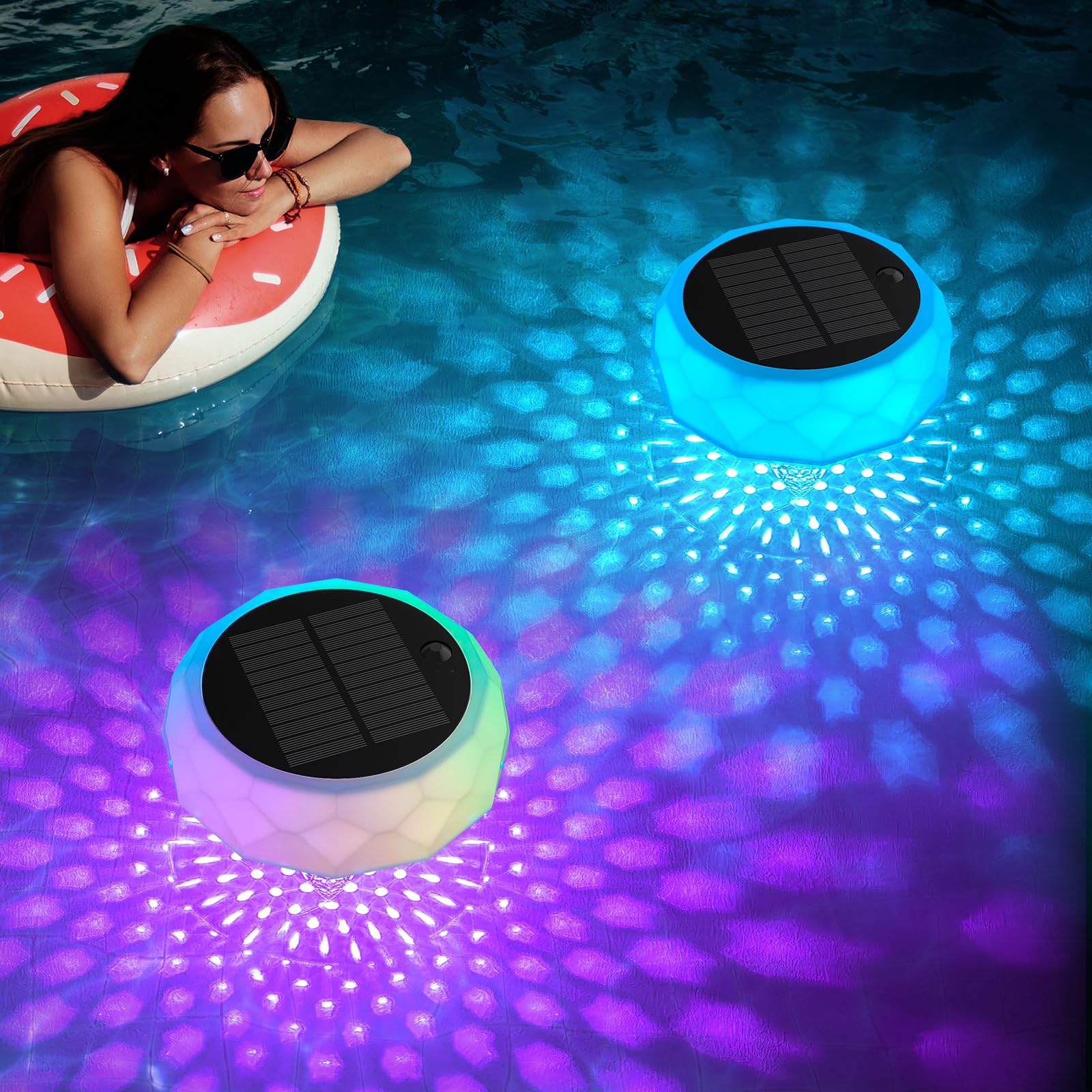 Photo 1 of VICHTOP Solar Floating Pool Lights, RGB Color Float Pool Lights, IP68 Waterproof, Pool Decor Lighting Accessories for Inground, Above Ground Pools, Outdoor, Garden, Party Decoration